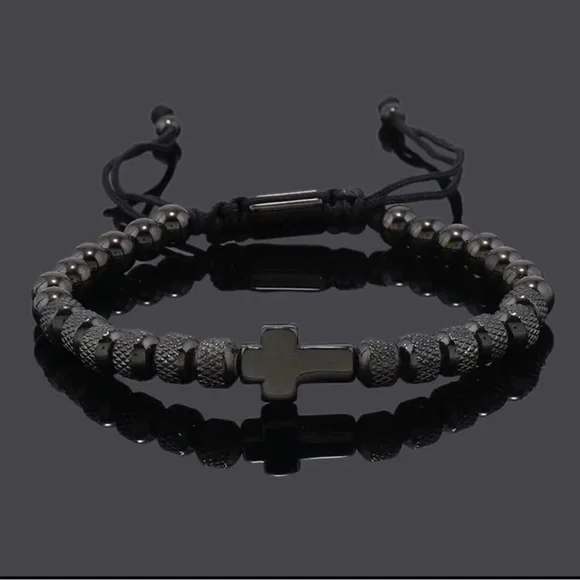 Black Stainless Steel Men's Bracelet - Picture 1 of 1